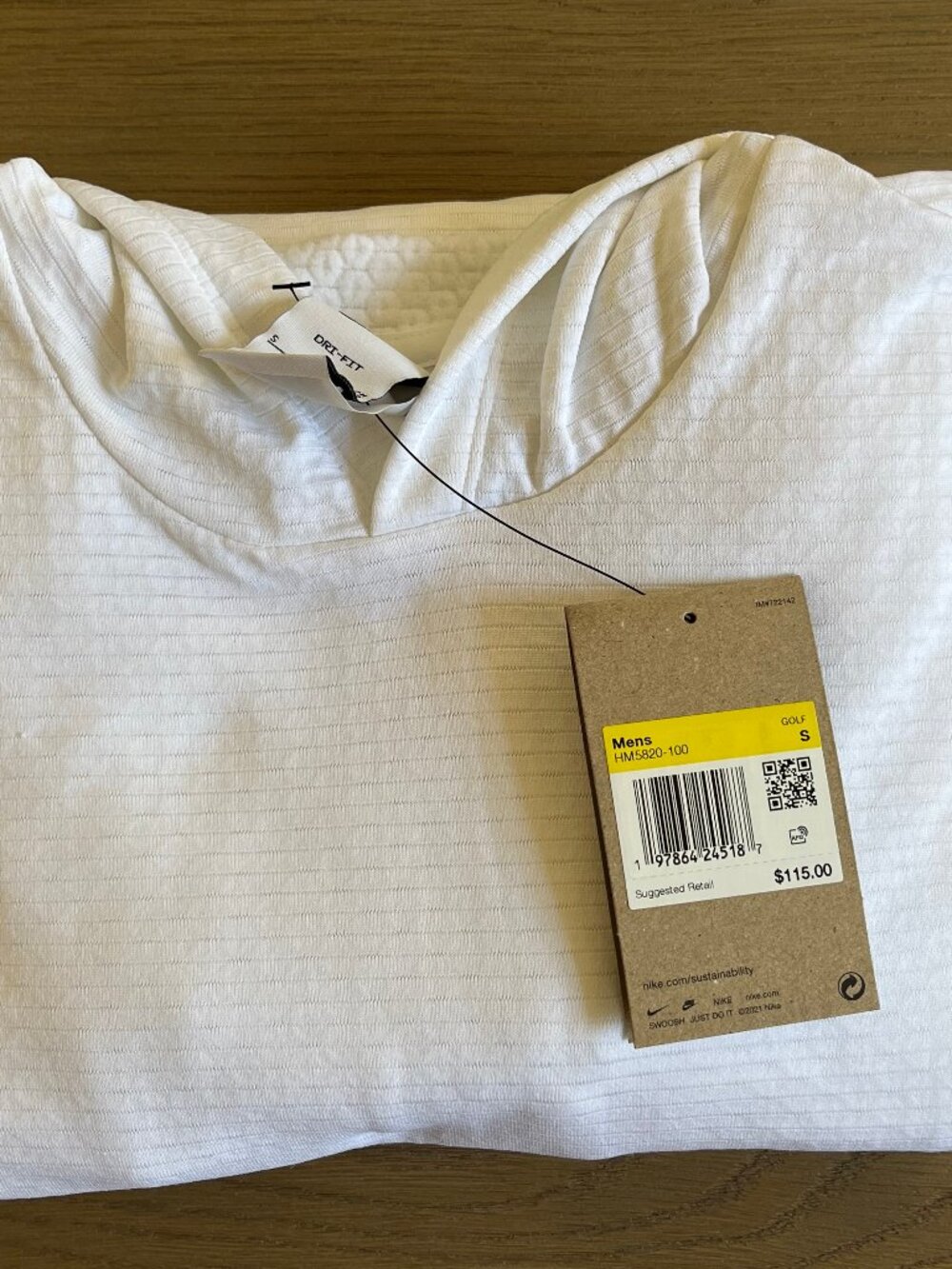 NIKE TOUR GRADE Dri-FIT Lightweight Golf Hoodie - White/Black - Men's S - New - Picture 2 of 7
